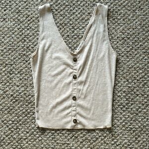 Caution to the wind button down crop tank top